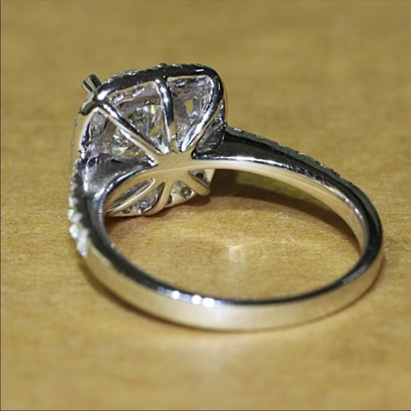 Sterling Silver Cushion Cut Engagement Style Ring - Picture 3 of 5